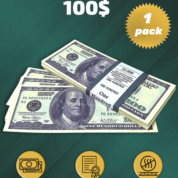 100 US dollars prop money stack