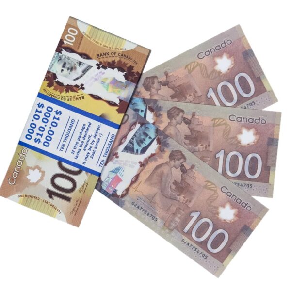 100 Canadian dollars prop money stack