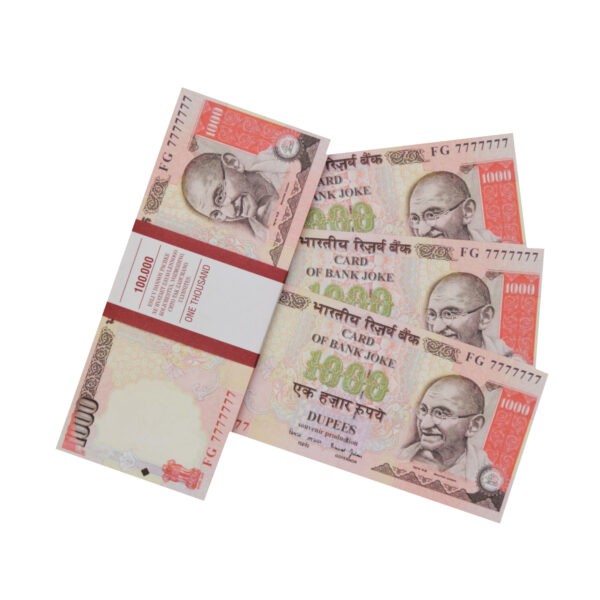 1000 Indian rupees prop money stack