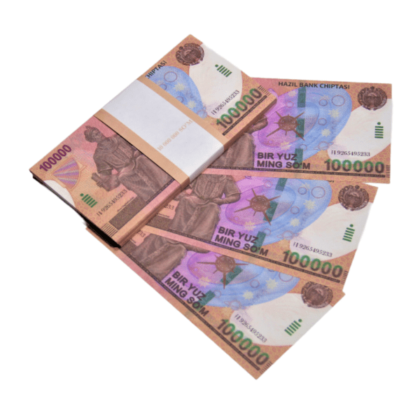 100 000 Uzbek sum prop money stack