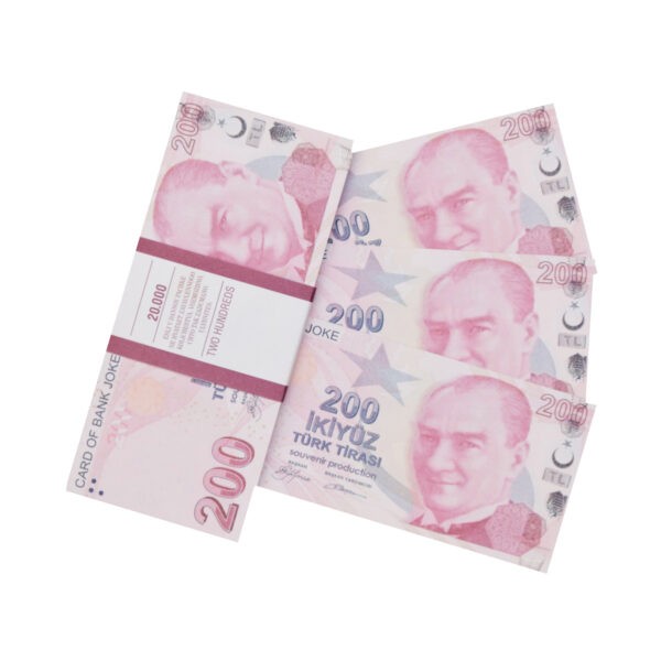 200 Turkish lira prop money stack