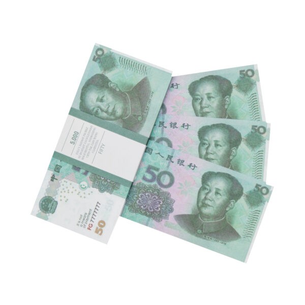 50 Chinese yuan prop money stack