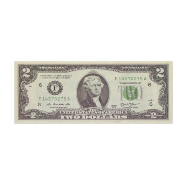 2 US dollars prop money stack