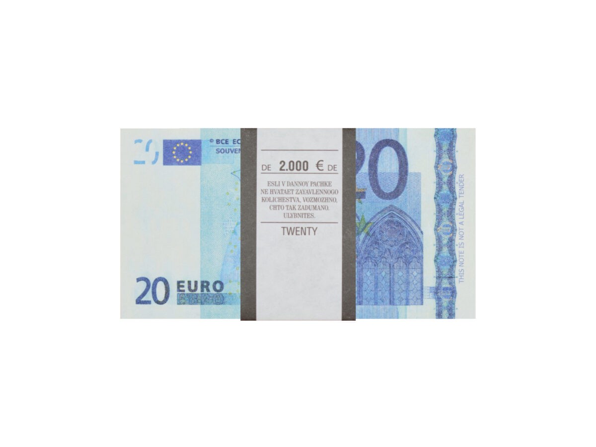 20 Euro prop money stack one-sided