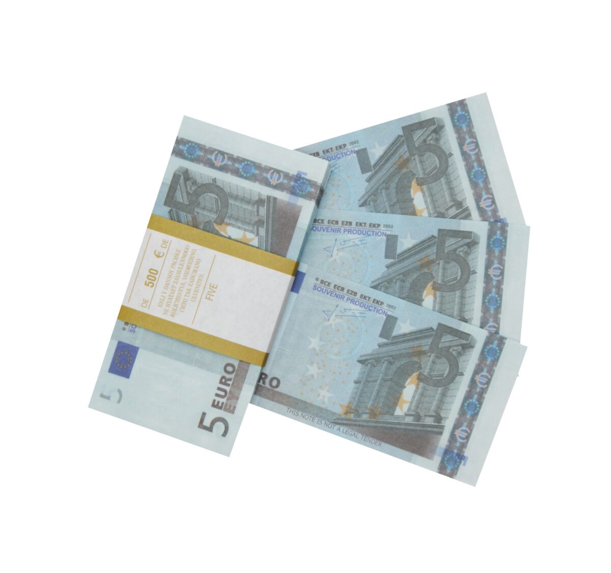 5 Euro prop money stack one-sided