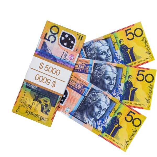 50 Australian dollars prop money stack