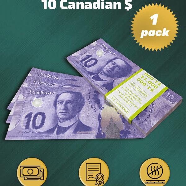 10 Canadian dollars prop money stack one pack