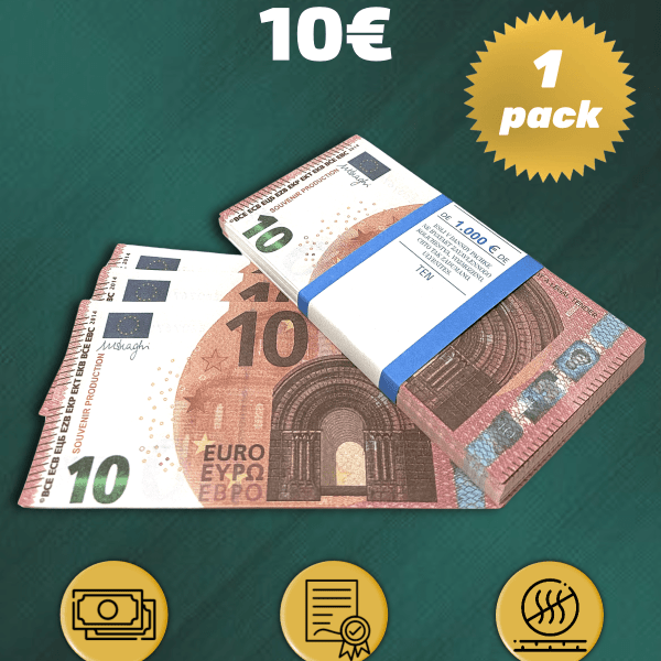 10 Euro prop money stack one-sided