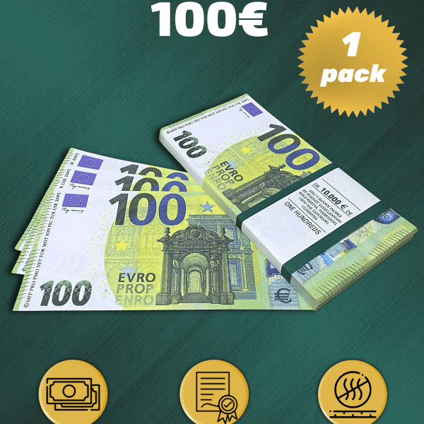 100 Euro prop money stack one-sided