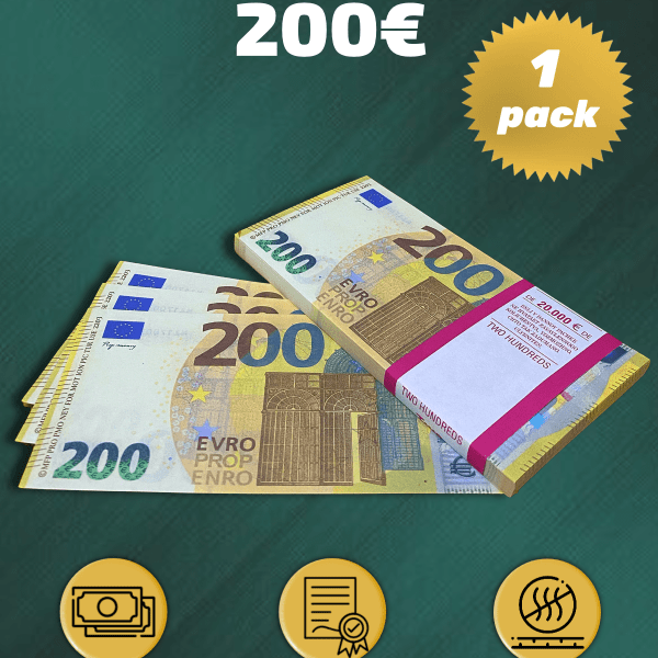 200 Euro prop money stack one-sided
