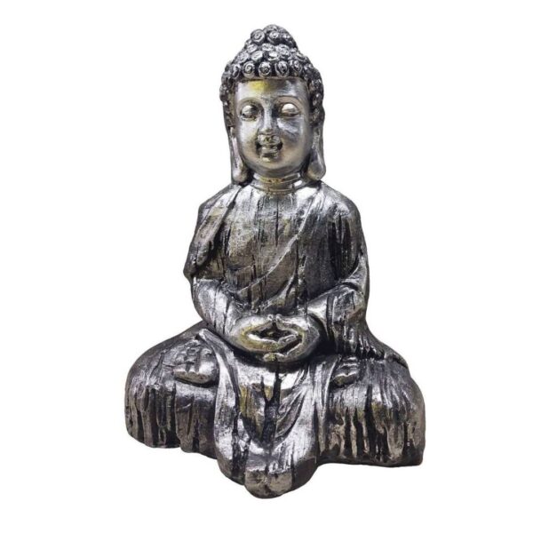 Садовая фигура Будда молится серебро 33х23х18