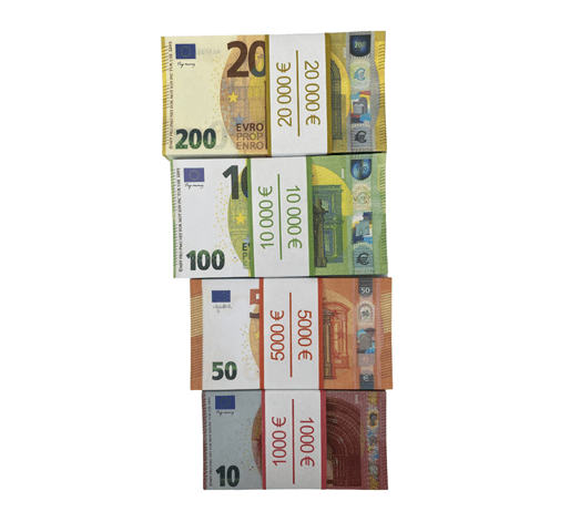Kit of prop money 10, 50, 100, 200 euros