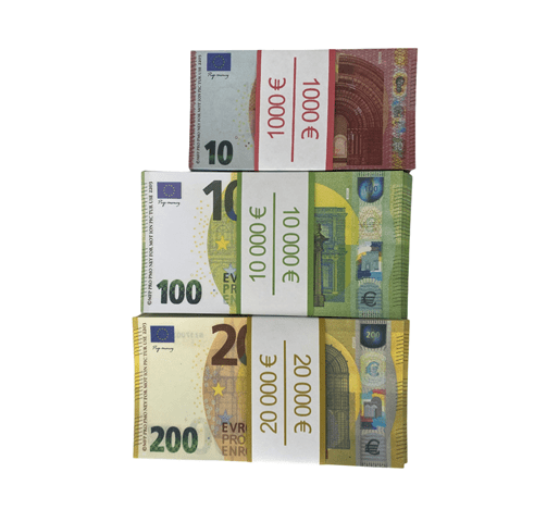 Kit of prop money 10, 100, 200 euros