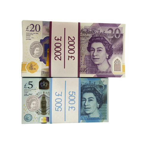 Kit of prop money 5, 20 British pounds