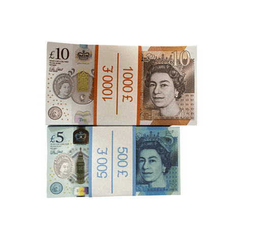 Kit of prop money 5, 10 British pounds