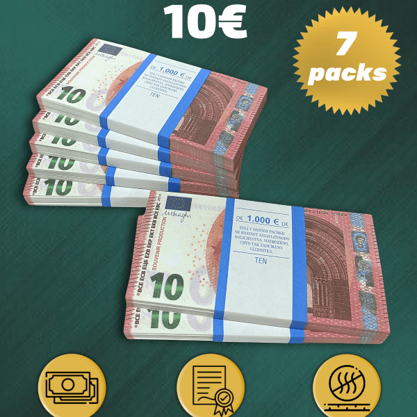10 Euro prop money stack two-sided seven packs