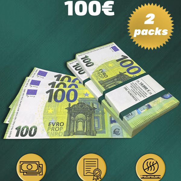 100 Euro prop money stack two-sided two packs