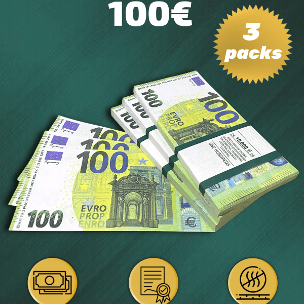 100 Euro prop money stack two-sided three packs