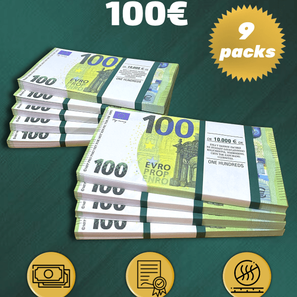 100 Euro prop money stack two-sided nine packs