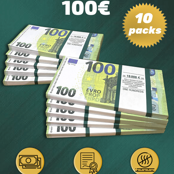 100 Euro prop money stack two-sided ten packs
