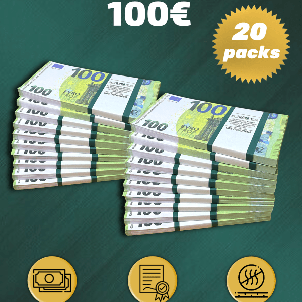 100 Euro prop money stack two-sided twenty packs