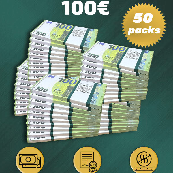 100 Euro prop money stack two-sided fifty packs