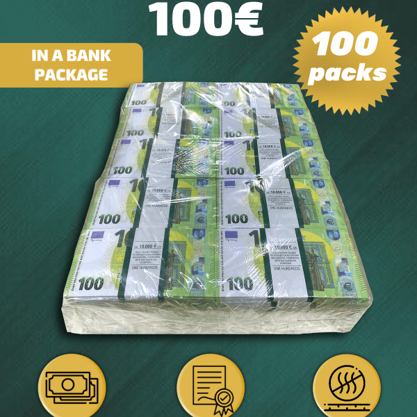 100 Euro prop money stack two-sided one hundred packs