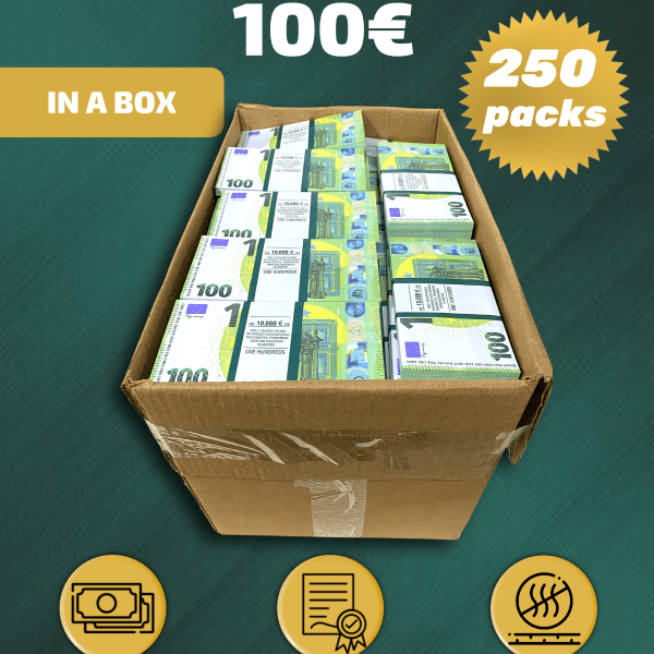 100 Euro prop money stack two-sided two hundred fifty packs