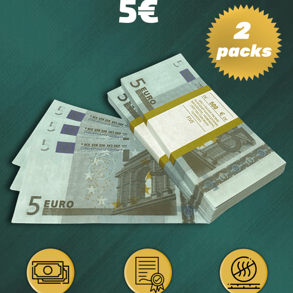 5 Euro prop money stack two-sided ten packs