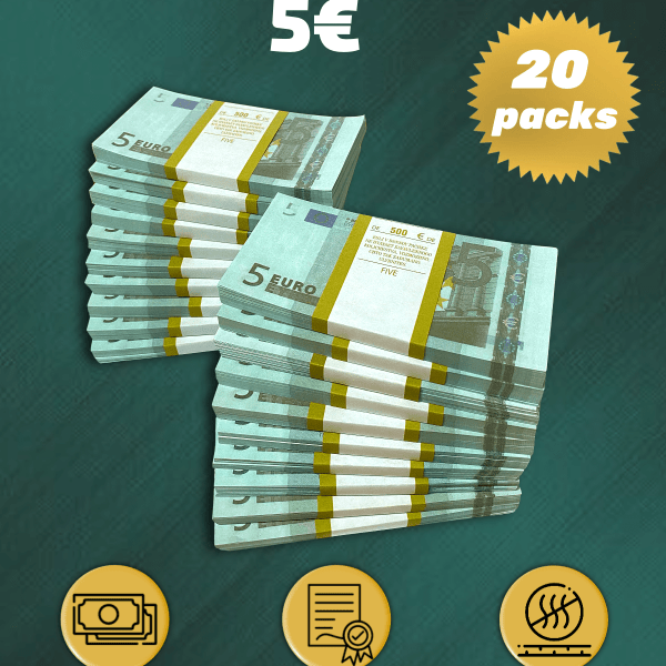 5 Euro prop money stack two-sided twenty packs