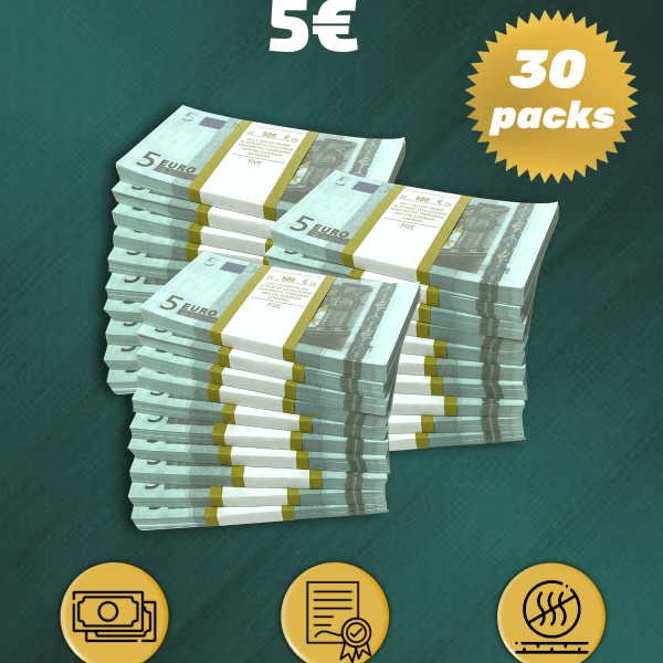 5 Euro prop money stack two-sided thirty packs