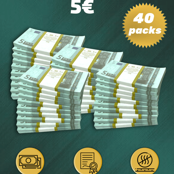 5 Euro prop money stack two-sided forty packs