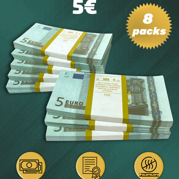 5 Euro prop money stack two-sided eight packs