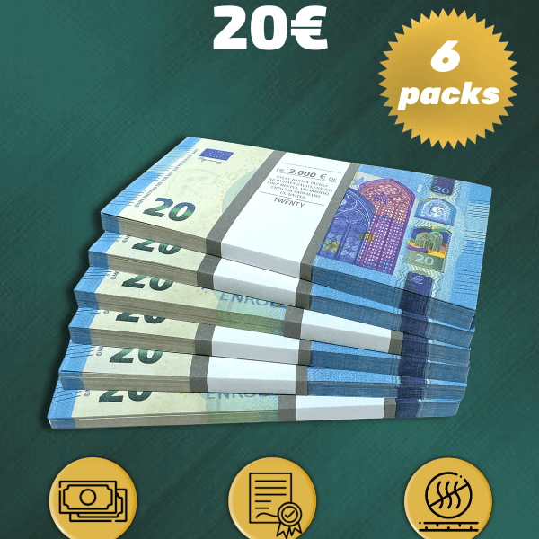 20 Euro prop money stack two-sided six packs