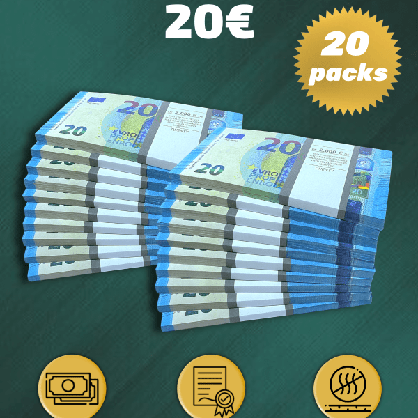 20 Euro prop money stack two-sided twenty packs