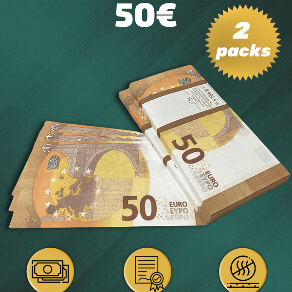 50 Euro prop money stack two-sided two packs