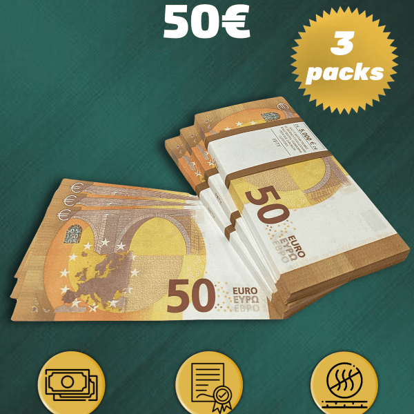 50 Euro prop money stack two-sided three packs