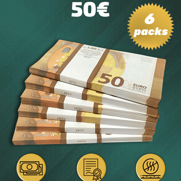 50 Euro prop money stack two-sided six packs