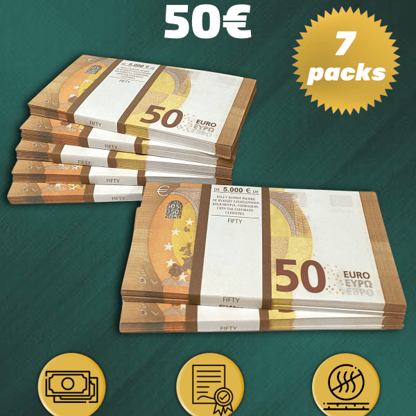 50 Euro prop money stack two-sided seven packs