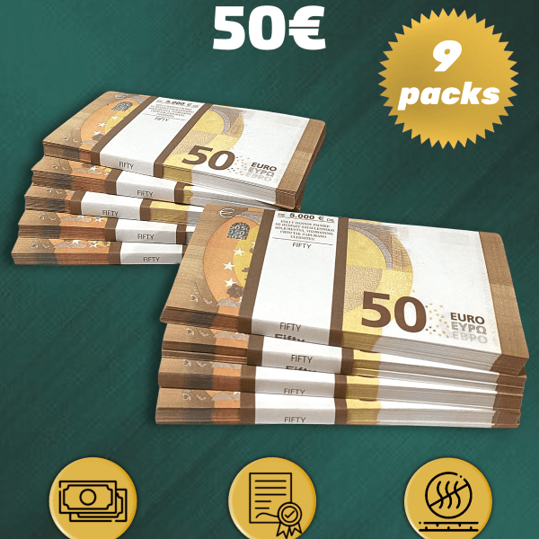 50 Euro prop money stack two-sided nine packs