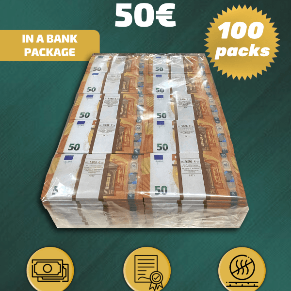 50 Euro prop money stack two-sided one hundred packs