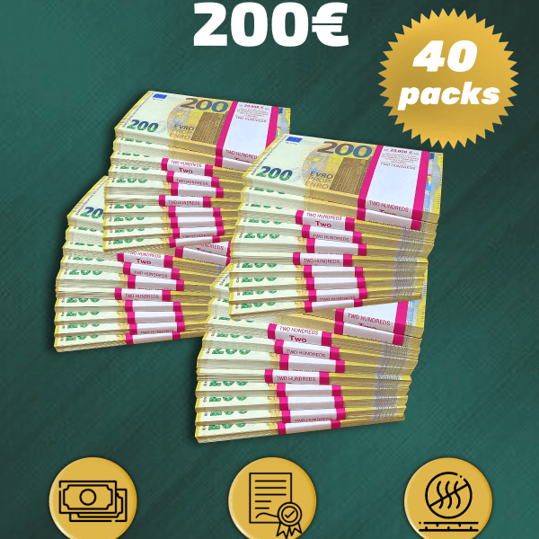 200 Euro prop money stack two-sided forty packs