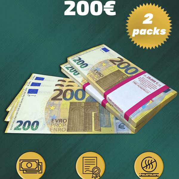 200 Euro prop money stack two-sided two packs
