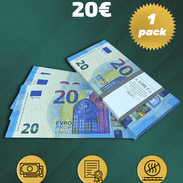 20 Euro prop money stack one-sided