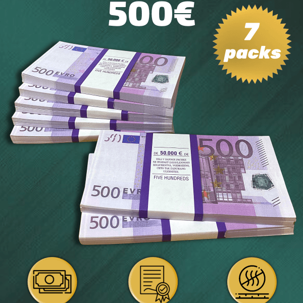 500 Euro prop money stack two-sided seven packs