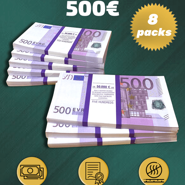 500 Euro prop money stack two-sided eight packs