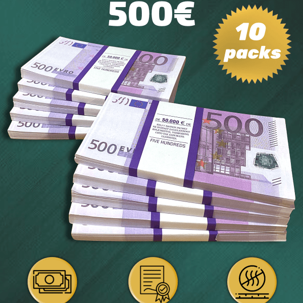 500 Euro prop money stack two-sided ten packs