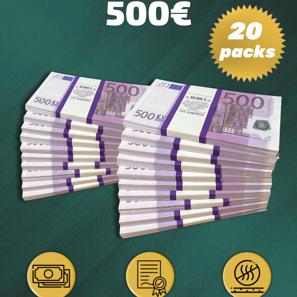 500 Euro prop money stack two-sided twenty packs
