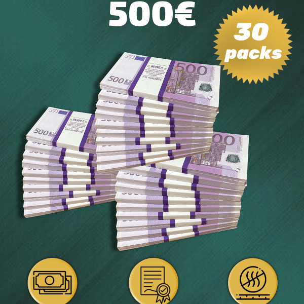 500 Euro prop money stack two-sided thrity packs