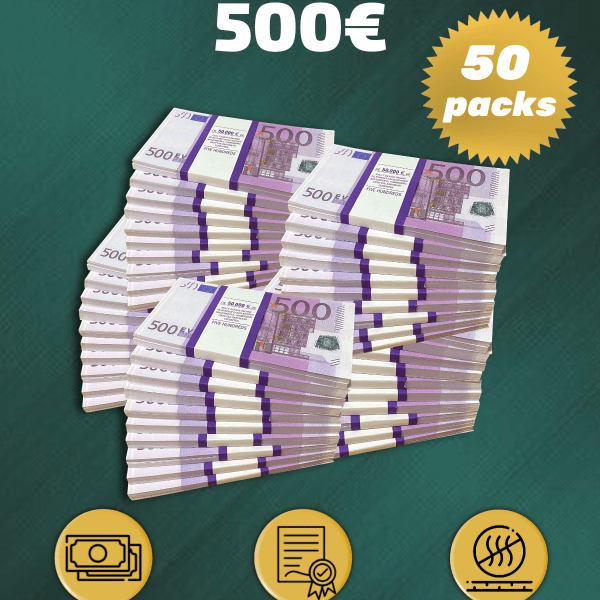 500 Euro prop money stack two-sided fifty packs